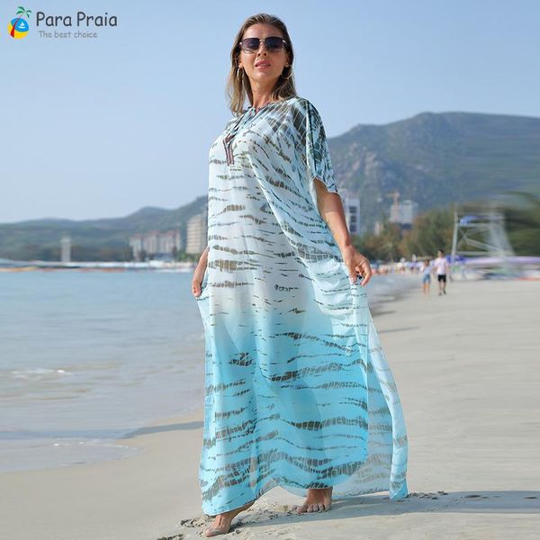 

swimwear para praia 2023 new summer swimwear cover up chiffon smudge printing white polka maxi beach dress women beachwear, White;black