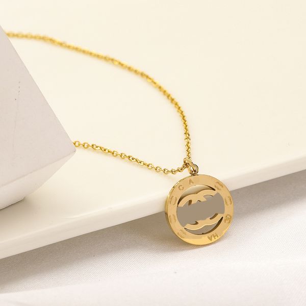 

18k gold plated luxury designer necklace for women brand c-letter round pendant chain necklaces jewelry accessory 20style, Silver