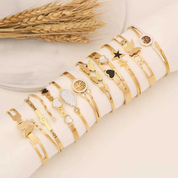 

accessories butterfly love stainless steel bracelet star moon snake, Golden;silver