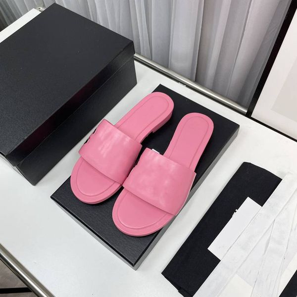 

r slippers channel women's classic sandals summer slides fashion slippers x712, Black