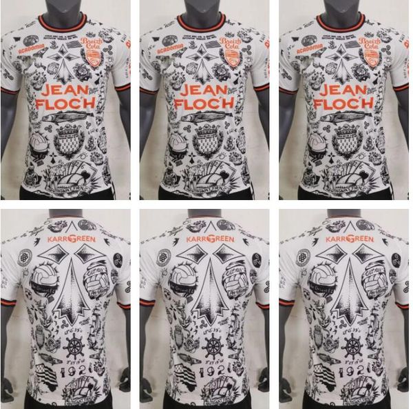 

23 24 lorient mens soccer jerseys 2023 2024 tattoo special edition grbic le fee bozok boisgard marveaux football shirts short sleeve uniform, Black;yellow