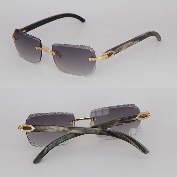 

new model designer square rimless sunglasses for woman original black marbled buffalo horn sun glasses luxury model male and female diamond, White;black