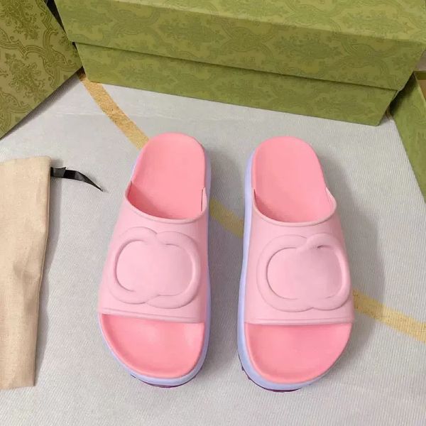 

fashionable foam slides platform white sandals interlocking g designer slipper black light pink gear bottom woman sandals house outdoor jry