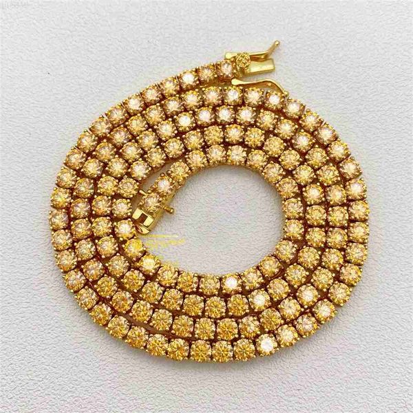 

fashion hip hop jewelry pass diamond tester 925 silver champagne moissanite tennis chain