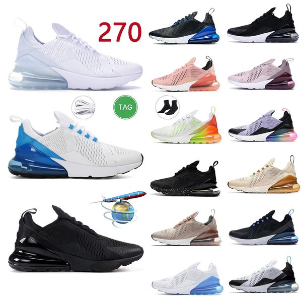 

270 mens running shoes des chaussures rainbow medium olive throwback future university red barely rose jogging trainers women men sneakers s, Black