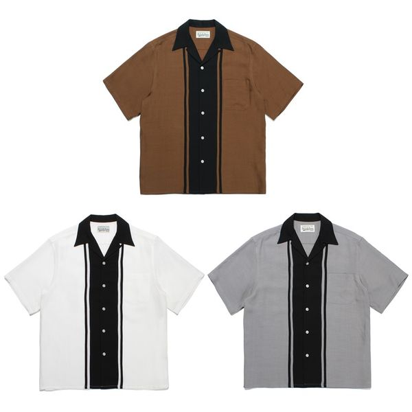 

stripe shirts men women patchwork hawaiian shirt tee, White;black