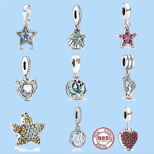 

925 charm beads accessories fit pandora charms jewelry women beads jewelry gift wholesale starfish shell dazzling heart dangle, Black