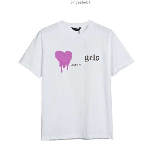 

designer pa t shirt luxury brand clothing palm spray heart letter angles cotton short sleeve spring summer tide mens womens tees shirts3zwh, White;black