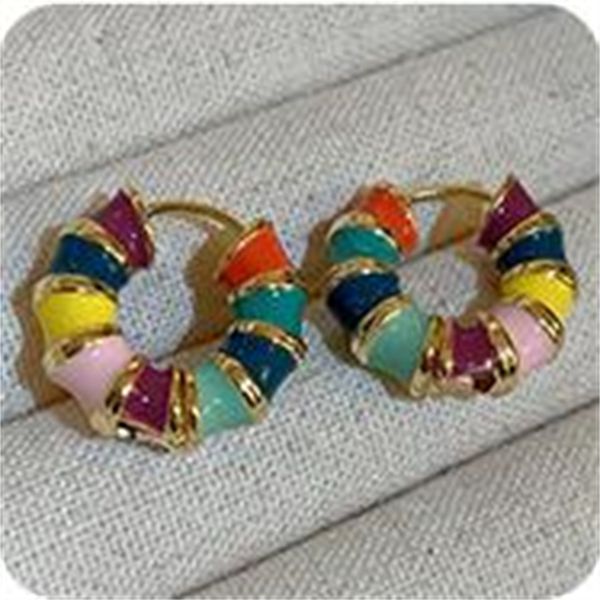 

french romantic retro colorful enamel round earrings new hoop earrings women's fashion jewelry accessories ae760, Golden