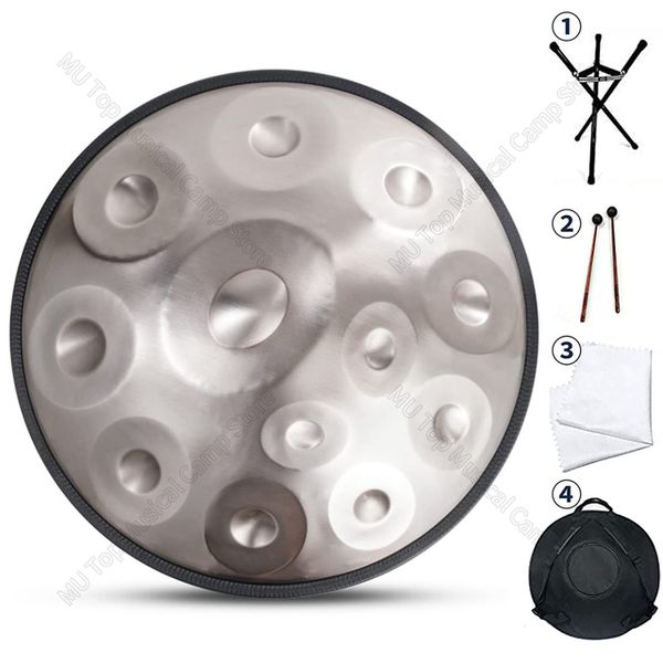 

440hz silver handpan drum 9/10/12 tone 22 inch steel tongue drum yoga meditation instrument professional tambor music drum