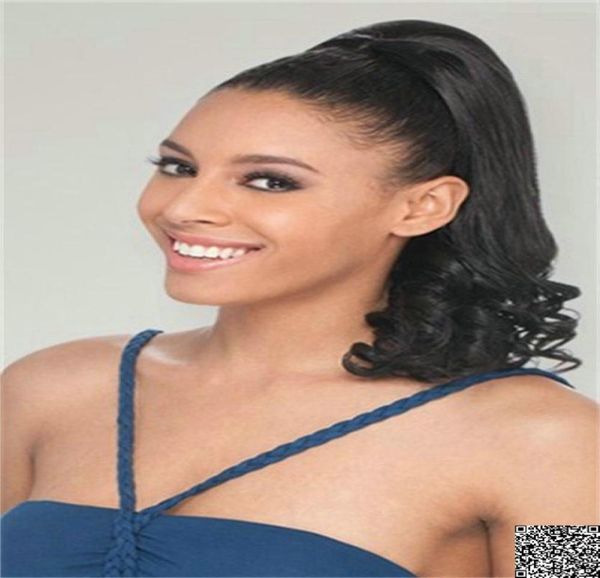 

wavy ponytail extension hairpiece wraps around drawstring pony tail for black and white woman brazilian hair natural looking relax6972407