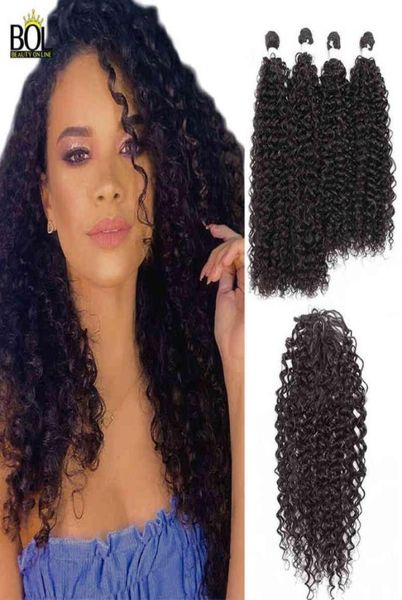 

bol synthetic kinky curly hair bundles 60cm265cm2 with lace closure hair extension black color dark brown for women 5pcspack h6980287