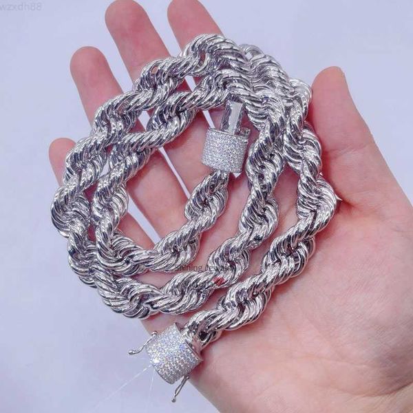 

drop shipping hip hop iced moissanite lock sterling silver hip hop rope chain
