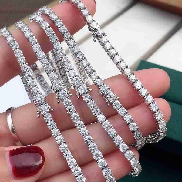 

lifeng jewelry hip hop necklace tennis chain 10k 14k 18k gold plated moissanite silver tennis diamond chain