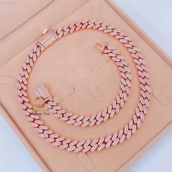 

hip hop rapper 13mm solid 925 sterling silver necklace vvs moissanite cuban link chain