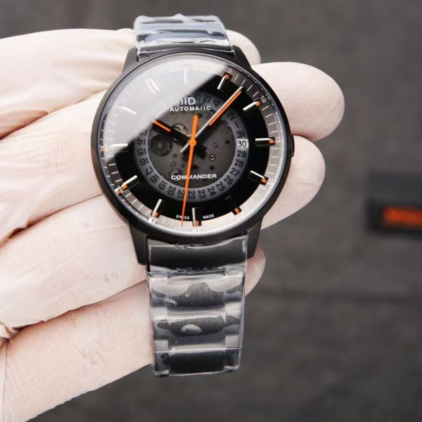 

men's watches high-quality japanese watch commander movement sapphire mirror details can be compared to counter refined steel strap cas, Slivery;brown