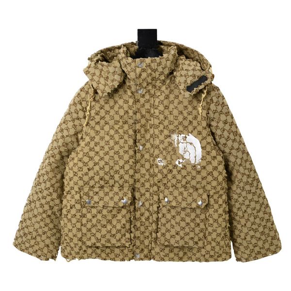 

2023 men's designer down jacket winter warm coat women fashion casual letter embroidery outdoor winter fashion designer hooded jacket f, Black