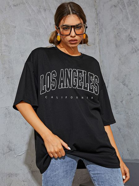 

women's t-shirt los angeles city street printed t-shirts women loose oversized t shirt cotton short sleeve summer breathable 230512, White