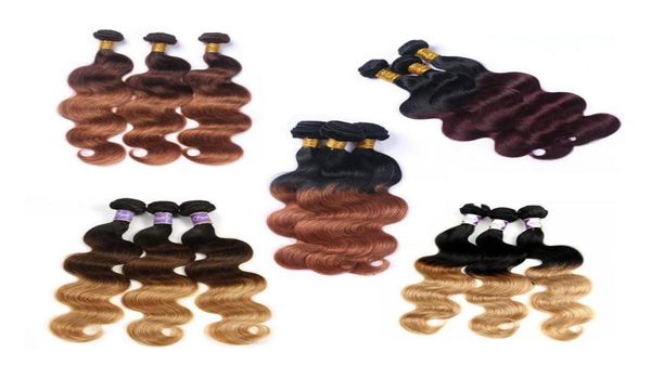 

body wave colored brazilian human hair weave 3 bundles grade 8a ombre 1b27 1b30 1b99j 1b427 4307544113, Black