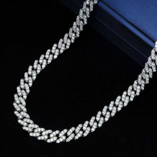 

qianjian gems hip hop 6mm width 925 sterling silver moissanite cuban chain