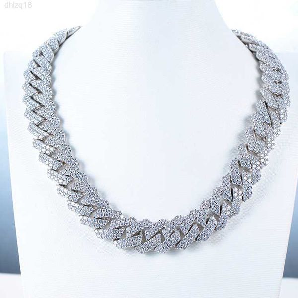 

men hip hop iced out bling chain necklaces pave setting cz stone 19mm miami cuban chains hiphop necklace male fashion jewelry, Silver