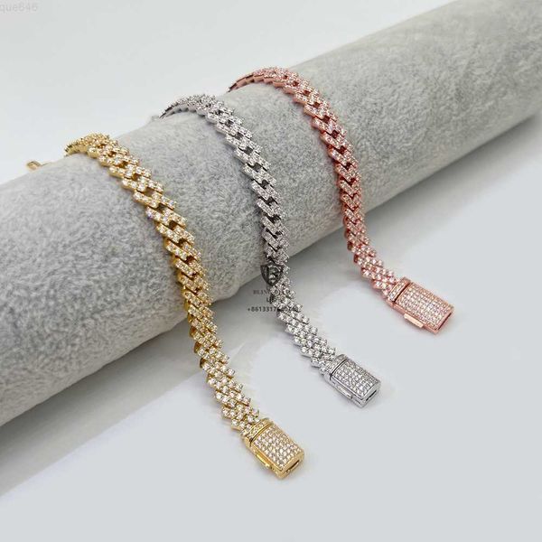 

selling iced out 8mm 10mm cuban link chain women sterling silver moissanite diamond bracelet