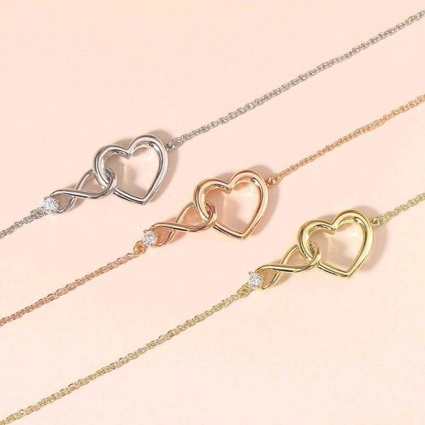 

ins style hollow out 8 bracelet word infinite love heart shaped womens single zircon simple all match hand jewelry accessories, Golden;silver