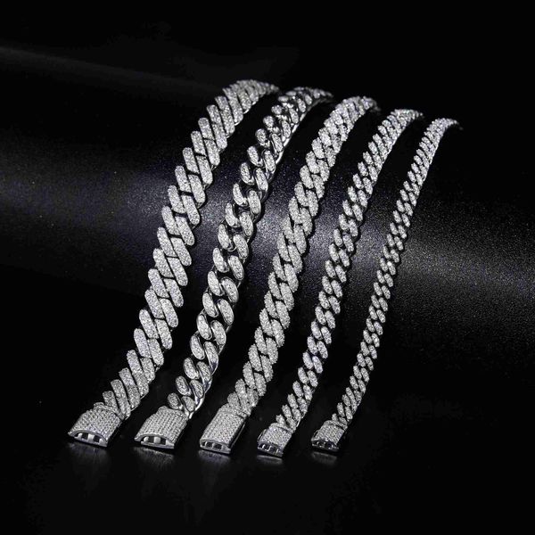 

qianjian new product moissanite sterling silver cuban link chain necklace