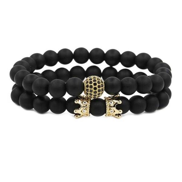 

micro inlaid zircon small crown bracelet frosted stone, Golden;silver