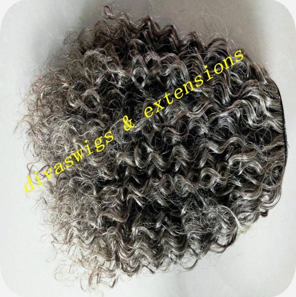 

100g140g grey kinky afro puff human hair weave ponytail hair extension black drawstring two combs virgin gray pony tail hair piec5725702