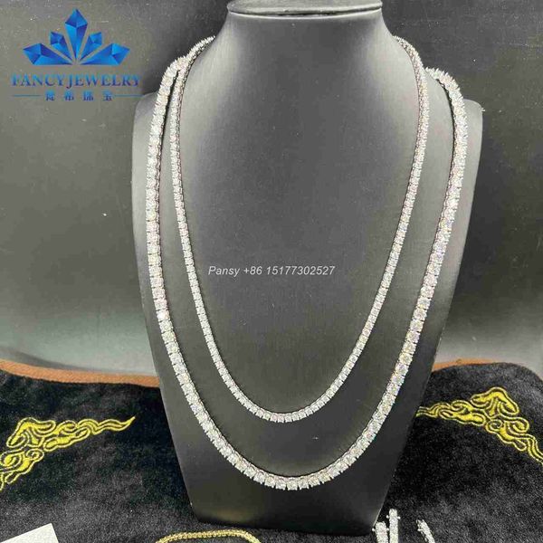 

lab grown diamond gra round d vvs color moissanite 925s 2mm 4mm 5mm 6mm moissanite tennis chain for girl and boy, Silver