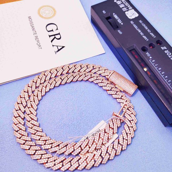 

hip hop jewelry men's cuban chain necklace 925 sterling silver vvs moissanite cuban link chain 10mm wide necklace