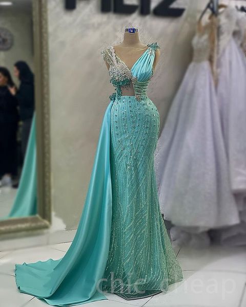 

Aso Ebi 2023 Arabic Beaded Crystals Prom Dress Mermaid Sequined Lace Evening Formal Party Second Reception Birthday Engagement Gowns Dresses Robe de Soiree SH034, Gray