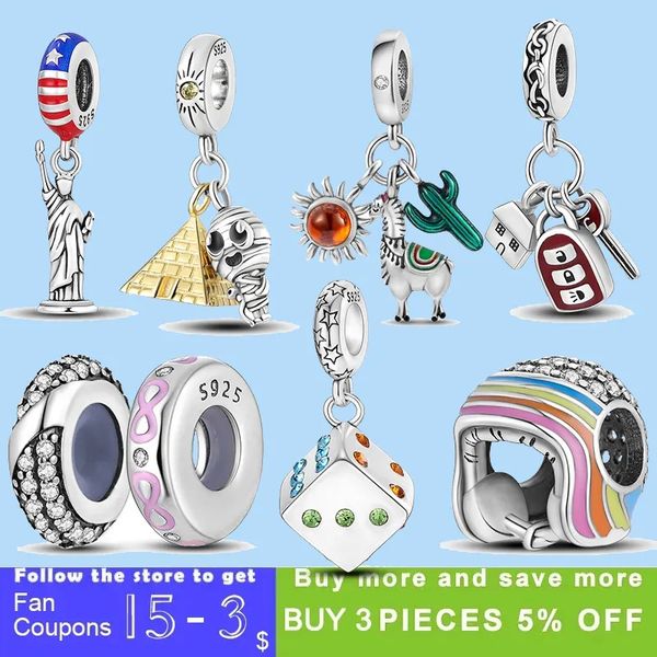 

925 sterling silver charms for pandora jewelry beads dangle helmet car keys mummy bead, Black