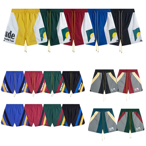

luxury men's shorts womens shorts spring and summer new rhude sunset alphabet print hip hop men's and women's casual sports s, White;black