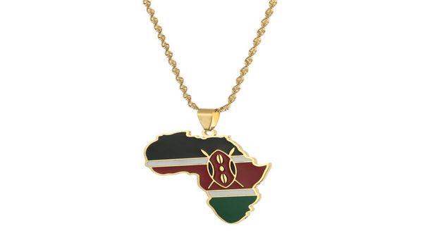 

africa kenya map pendant necklaces gold color enamel african kenya flag jewelry8493399, Silver