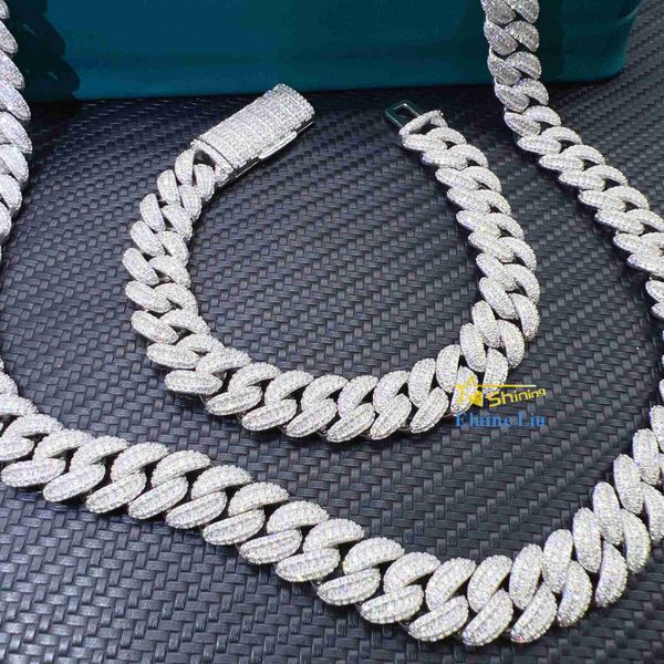 

pass diamond tester vvs moissanite 925 sterling silver iced out cuban link chain