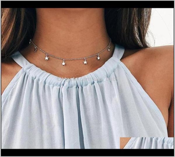 

fashion long necklaces summer bohemia style gold silver color star moon necklace women boho pendants choker jewelry qmdbs chokers 8697128, Golden;silver