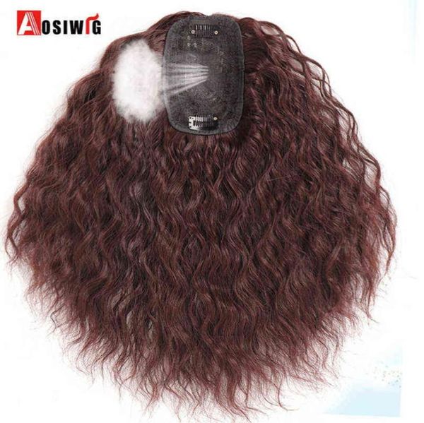 

aosi women clip in hair extensions 2 clips in er natural hair curly black brown synthetic hair with bangs fake hairpiece 220204667907