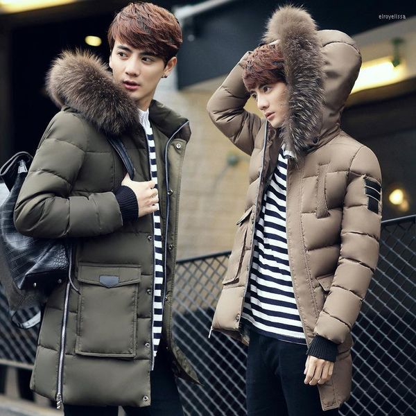 

men's down style men long cotton-padded jacket teenagers clothes coat, Black