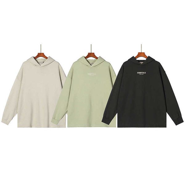 

d69o men and women hoodies sweatshirts fashion brand es double-thread flocked letter plush non-hem hooded sweater jacket, Black