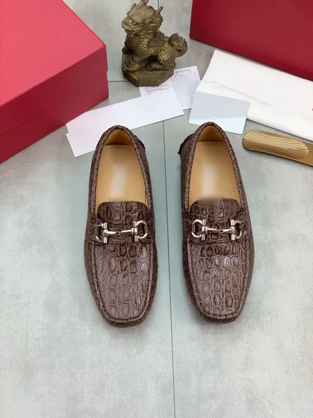 

fashion men designer dress shoes leather soft slip on formal luxury business mens shoe with red box, Black