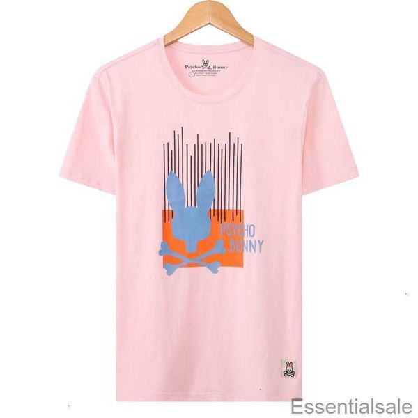 

2023 new psycho bunny versatile summer men's and women's embroidery printed skull rabbit short sleeve t-shirt pure cotton tide bra, White;black