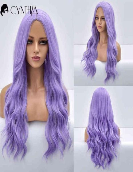 

hair purple body wave synthetic for women long ombre cosplay party colorful natural heat resistant pelucas de mujer 2203011373593, Black;brown