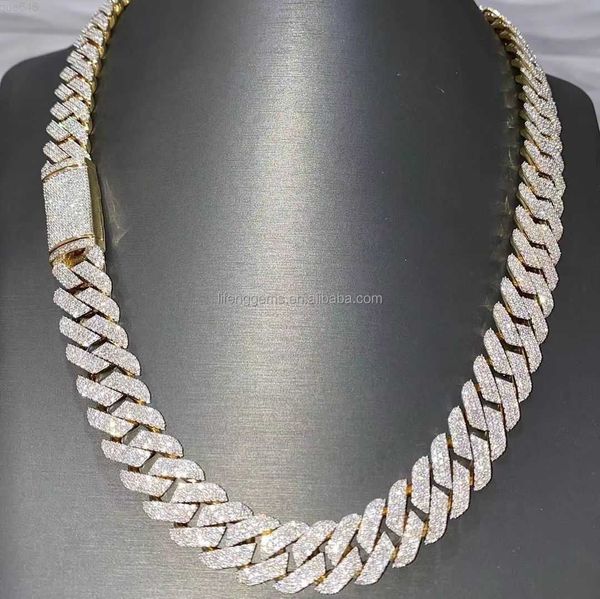 

lifeng jewelry white gold plated 925 silver moissanite diamond customize cuban link chain cuban chain moissanite