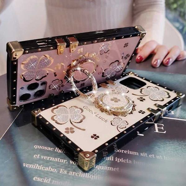 

luxury designer diamond clover square silicone phone case for iphone 14 13 12 11 pro max x xs max xr 6 6s 7 8 plus samsung s22 s21 s20 s10 s