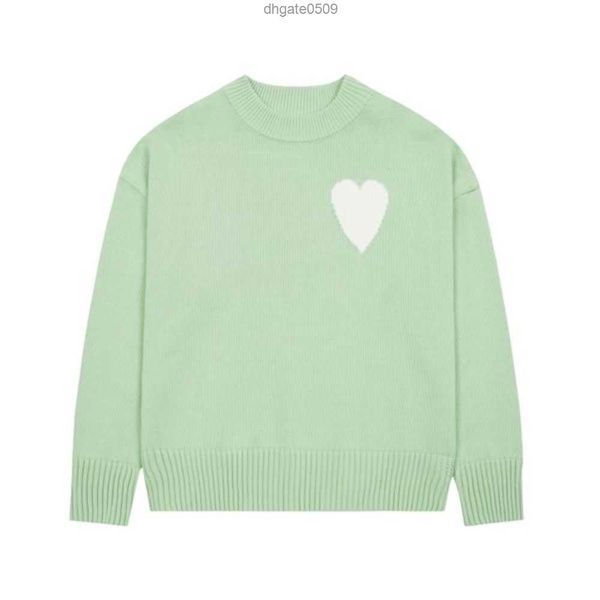 

amis paris fashion mens designer amies knitted sweater embroidered red heart solid color big love round neck short sleeve a t-shirt for men, White;black