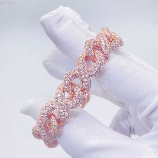 

ready to ship iced out infinity style vvs moissanite cuban link hip hop jewelry cuban bracelet, Silver