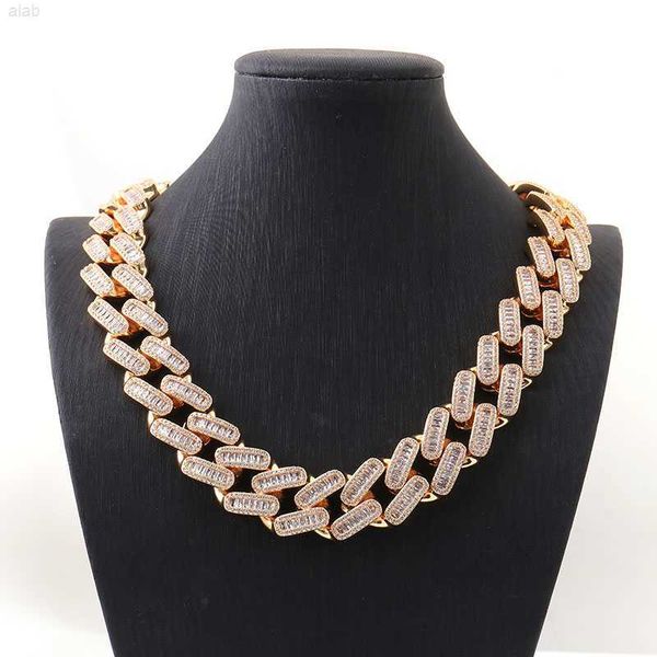 

hip hop miami cuban chain necklace 925 sterling silver 18k gold plated moissanite diamond cuban chain men's party jewelry