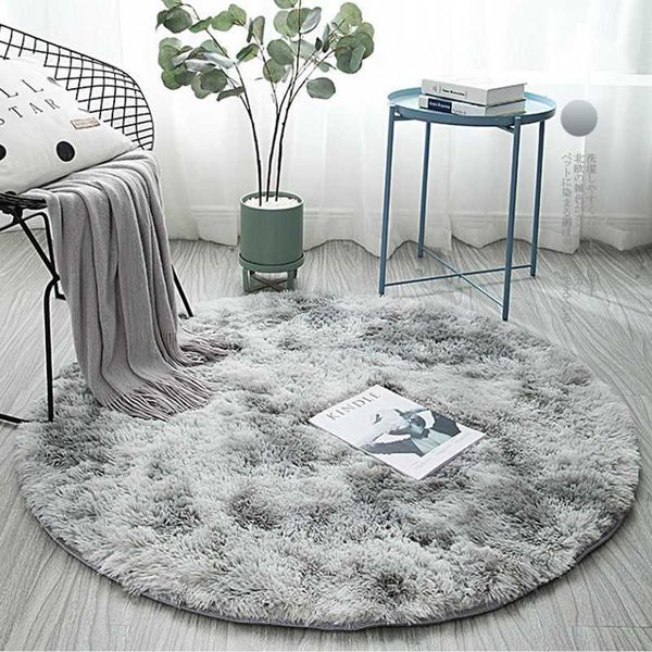 

Silver Bubble Kiss Thick Round Rug Carpets for Living Room Soft Home Bedroom Kid Room Plush Salon Decoration